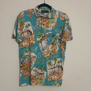 Polo Ralph Lauren Vibrant Tropical hula girl Print Shirt mens S vacation beach
